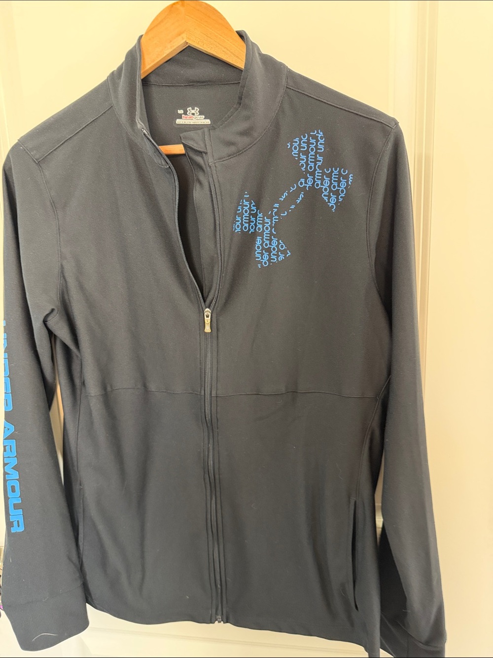 Under Armour Black Full-Zip Utility Jacket with Blue Logo Print